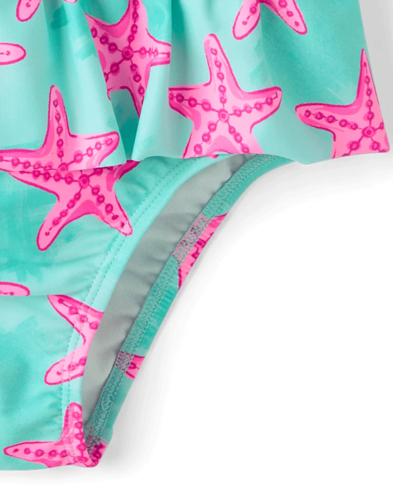Maillot de bain une pièce péplum étoile mer pour bébés et petites filles