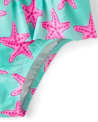 Maillot de bain une pièce péplum étoile mer pour bébés et petites filles