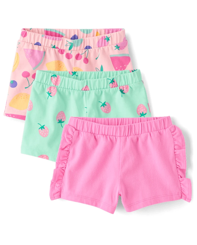 Toddler Girls Fruit Pull On Shorts 3-Pack