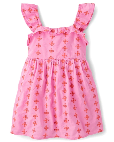 Baby And Toddler Girls Embroidered Floral Flutter Dress
