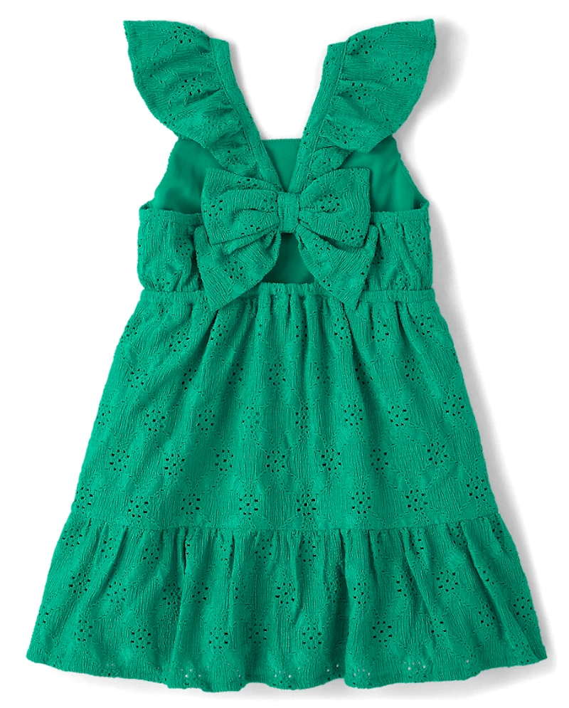 Baby And Toddler Girls Eyelet Bow Back Dress