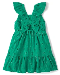 Baby And Toddler Girls Eyelet Bow Back Dress