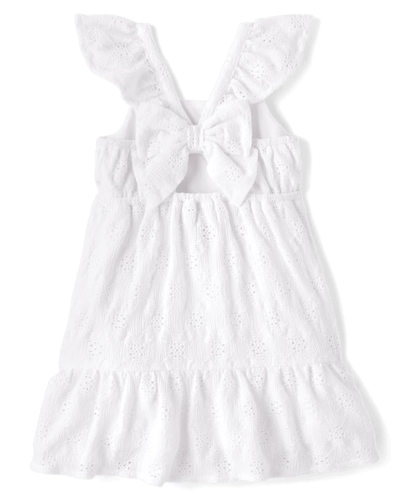 Baby And Toddler Girls Eyelet Bow Back Dress