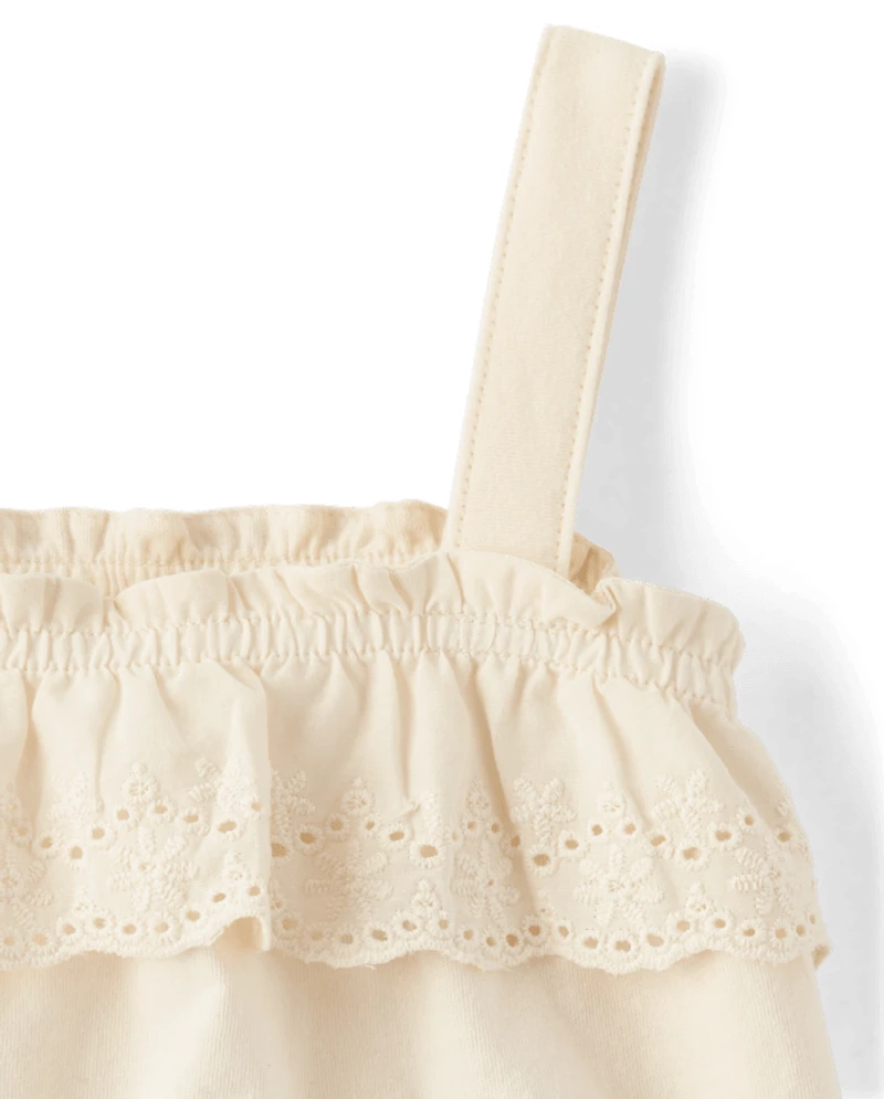 Baby And Toddler Girls Embroidered Eyelet Ruffle Top
