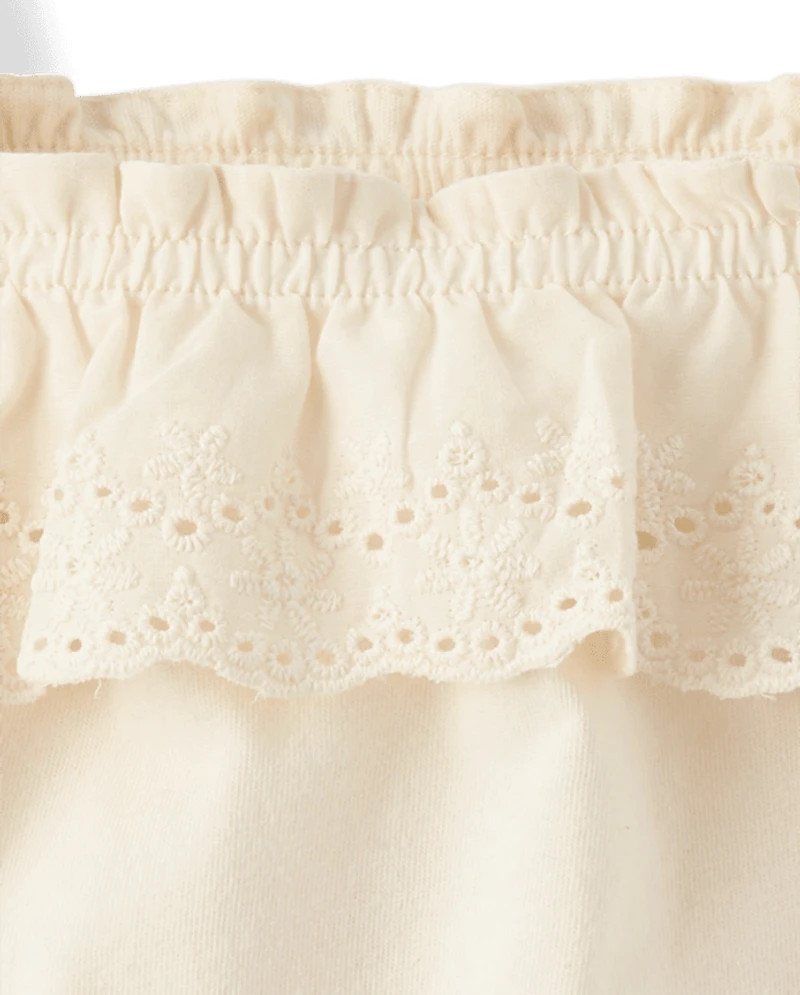 Baby And Toddler Girls Embroidered Eyelet Ruffle Top