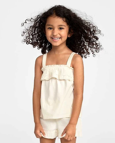 Baby And Toddler Girls Embroidered Eyelet Ruffle Top