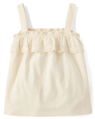 Baby And Toddler Girls Embroidered Eyelet Ruffle Top