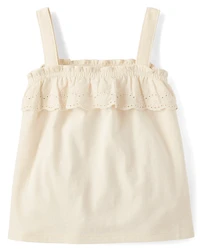 Baby And Toddler Girls Embroidered Eyelet Ruffle Top