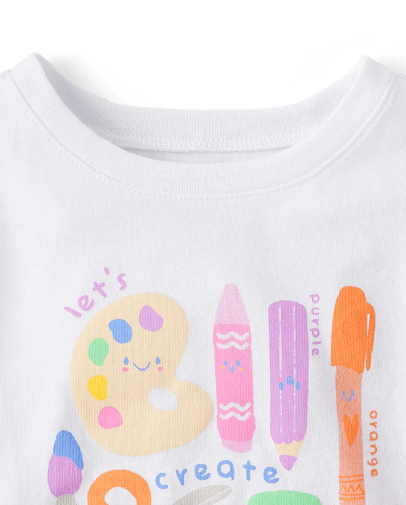 T-shirt graphique pour bébés et petites filles, fournitures artistiques