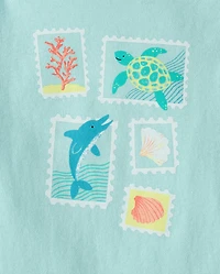 Baby And Toddler Girls Animal Stamps Graphic Tee