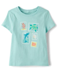 Baby And Toddler Girls Animal Stamps Graphic Tee