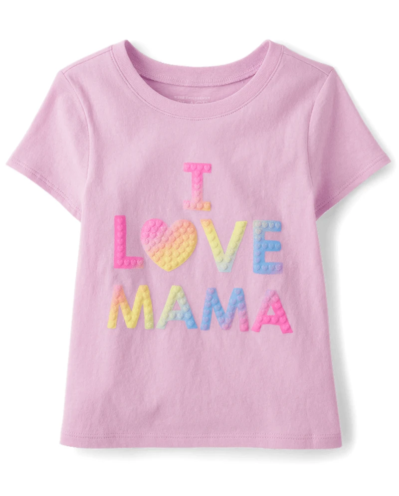 T-shirt graphique arc-en-ciel « Love Mama » pour bébés et petites filles