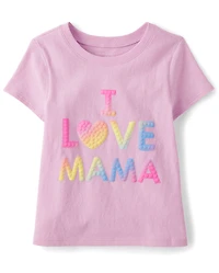 T-shirt graphique arc-en-ciel « Love Mama » pour bébés et petites filles