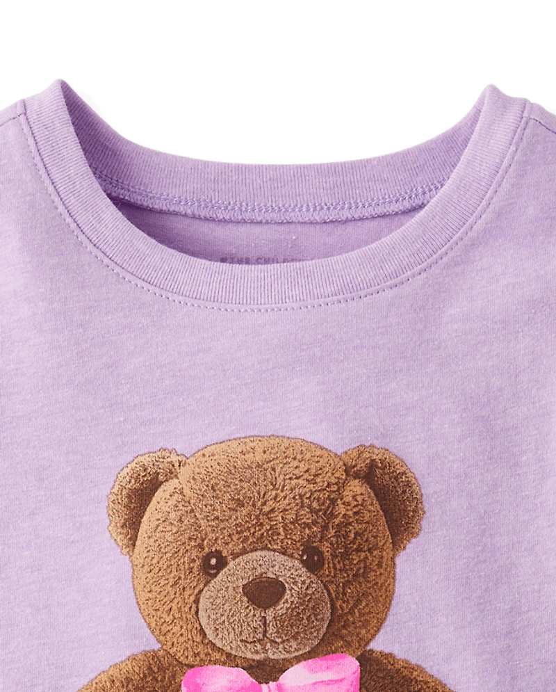 Baby And Toddler Girls Teddy Bear Graphic Tee