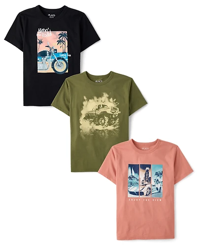 Boys Vehicle Graphic Tee 3-Pack