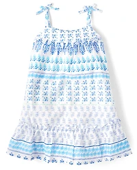 Baby And Toddler Girls Paisley Textured Shift Dress