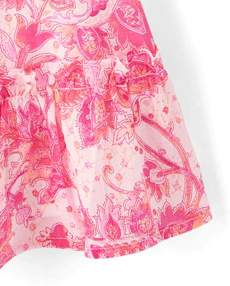 Baby And Toddler Girls Paisley Textured Shift Dress