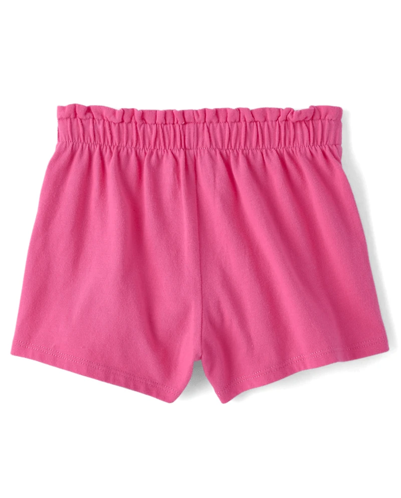 Baby And Toddler Girls Paperbag Waist Pull On Flowy Shorts