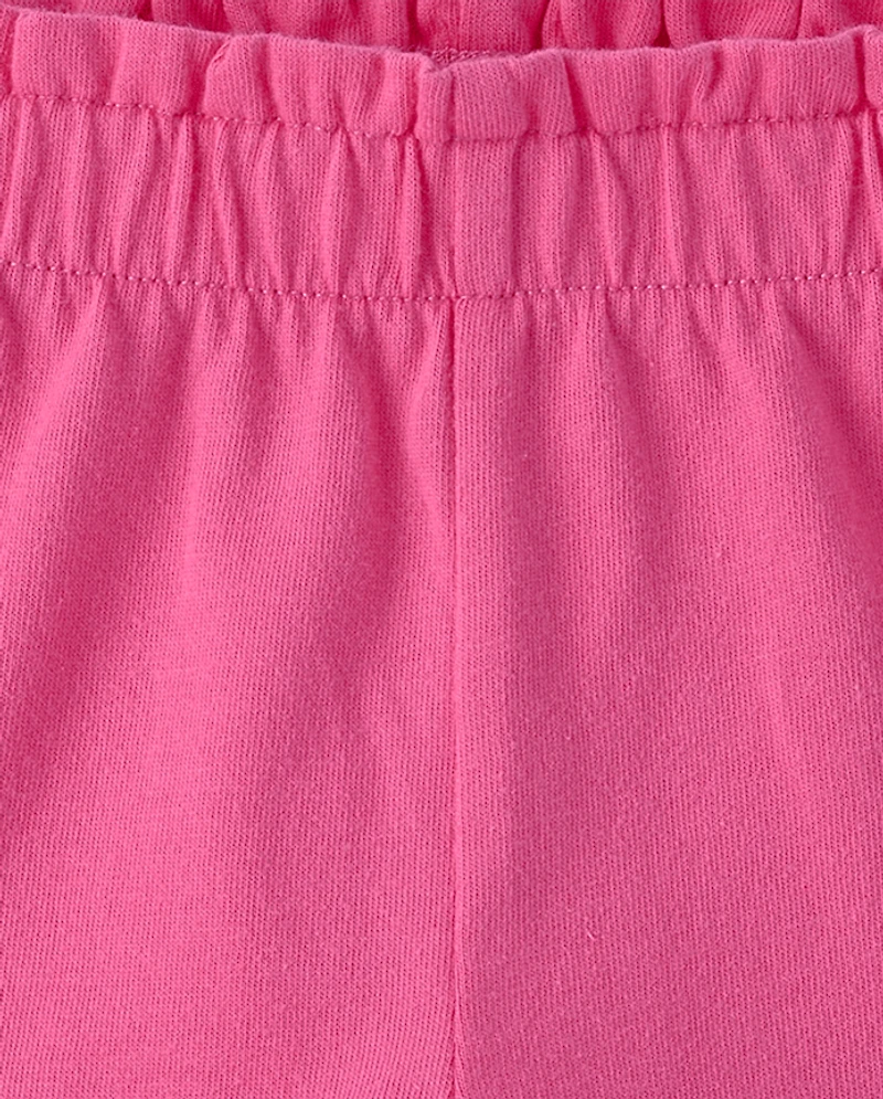 Baby And Toddler Girls Paperbag Waist Pull On Flowy Shorts
