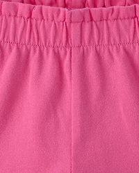 Baby And Toddler Girls Paperbag Waist Pull On Flowy Shorts