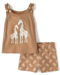 Toddler Girls Graphic Ruffle 2-Piece Outfit Set