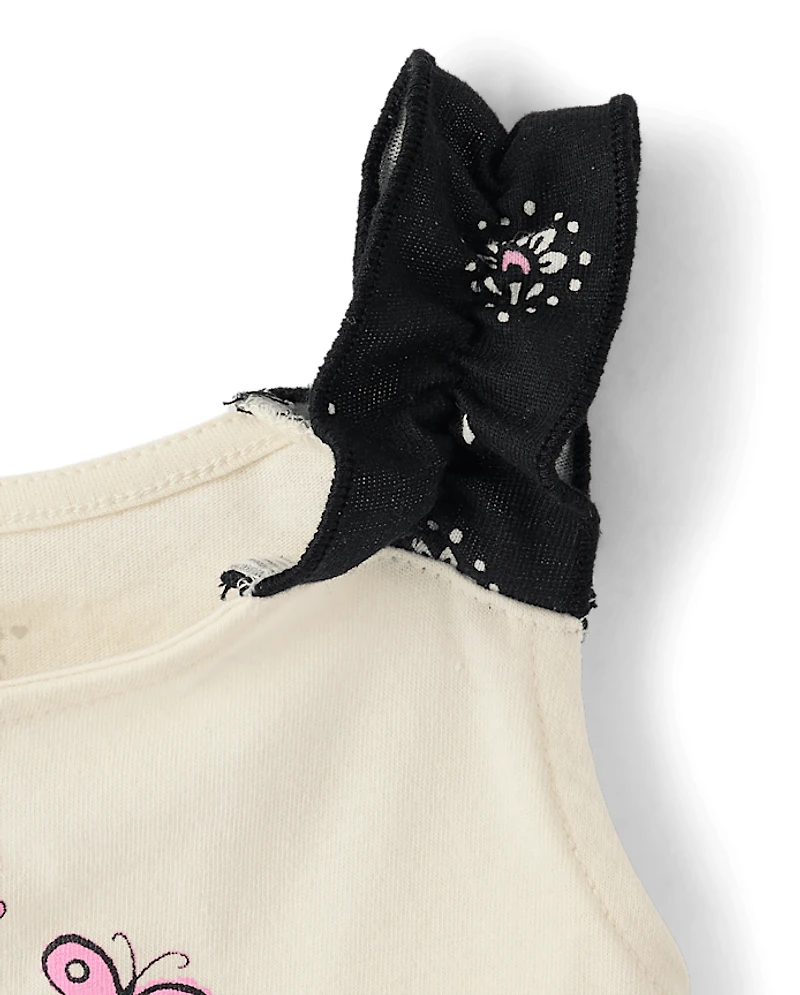 Toddler Girls Graphic Ruffle 2-Piece Outfit Set