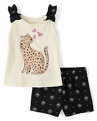 Toddler Girls Graphic Ruffle 2-Piece Outfit Set