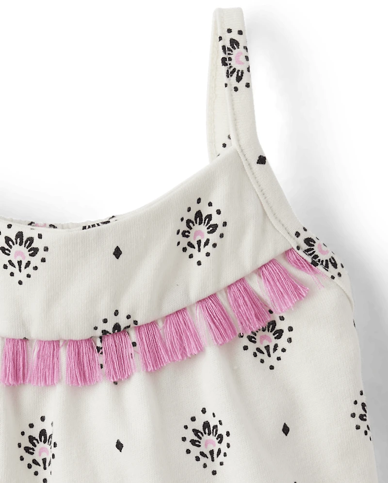 Baby And Toddler Girls Print Tassel Tiered Dress