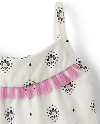 Baby And Toddler Girls Print Tassel Tiered Dress