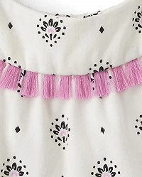 Baby And Toddler Girls Print Tassel Tiered Dress