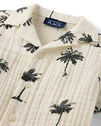 Baby And Toddler Boys Palm Tree Gauze Button Up Shirt