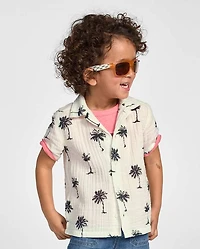 Baby And Toddler Boys Palm Tree Gauze Button Up Shirt