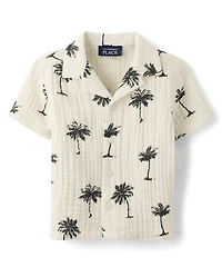 Baby And Toddler Boys Palm Tree Gauze Button Up Shirt