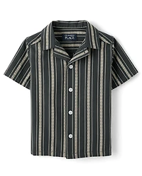 Baby And Toddler Boys Embroidered Textured Button Up Shirt