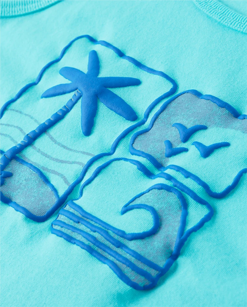 Baby And Toddler Boys Puff Print Beach 2-Piece Outfit Set