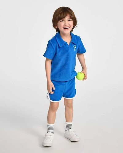 Baby And Toddler Boys Embroidered Tennis Textured Terry 2-Piece Outfit Set