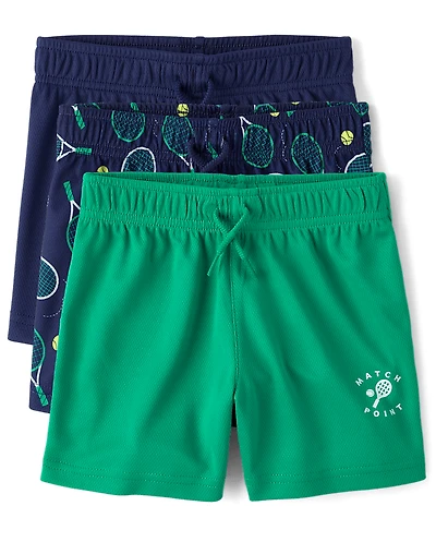 Baby And Toddler Boys Quick Dry Lined Mesh Active Shorts 3-Pack