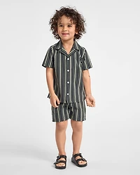 Baby And Toddler Boys Embroidered Textured Pull On Shorts
