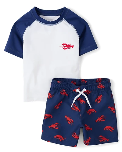 Maillot de bain anti-UV 2 pièces à motifs pour bébés et petits garçons