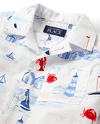 Baby And Toddler Boys Dad Me Coastal Poplin Button Up Shirt