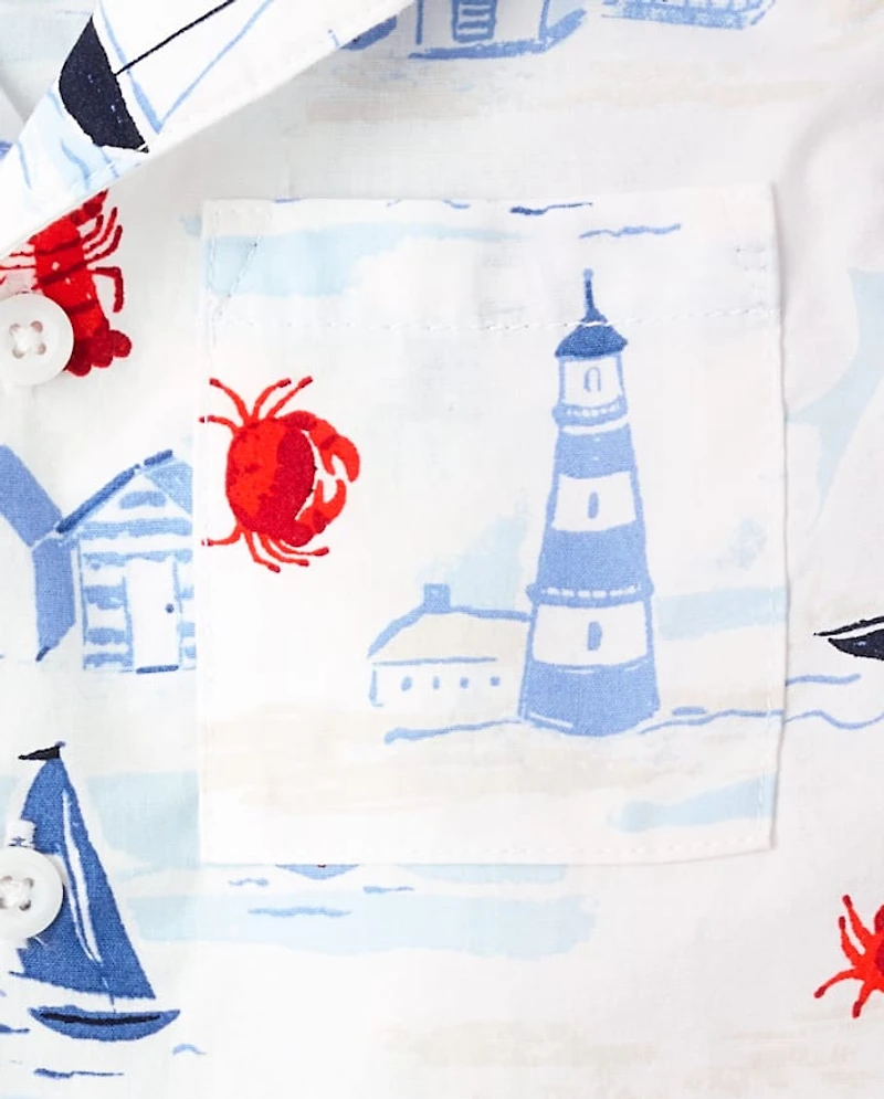 Baby And Toddler Boys Dad Me Coastal Poplin Button Up Shirt