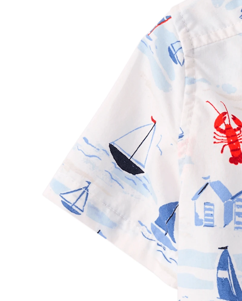 Baby And Toddler Boys Dad Me Coastal Poplin Button Up Shirt