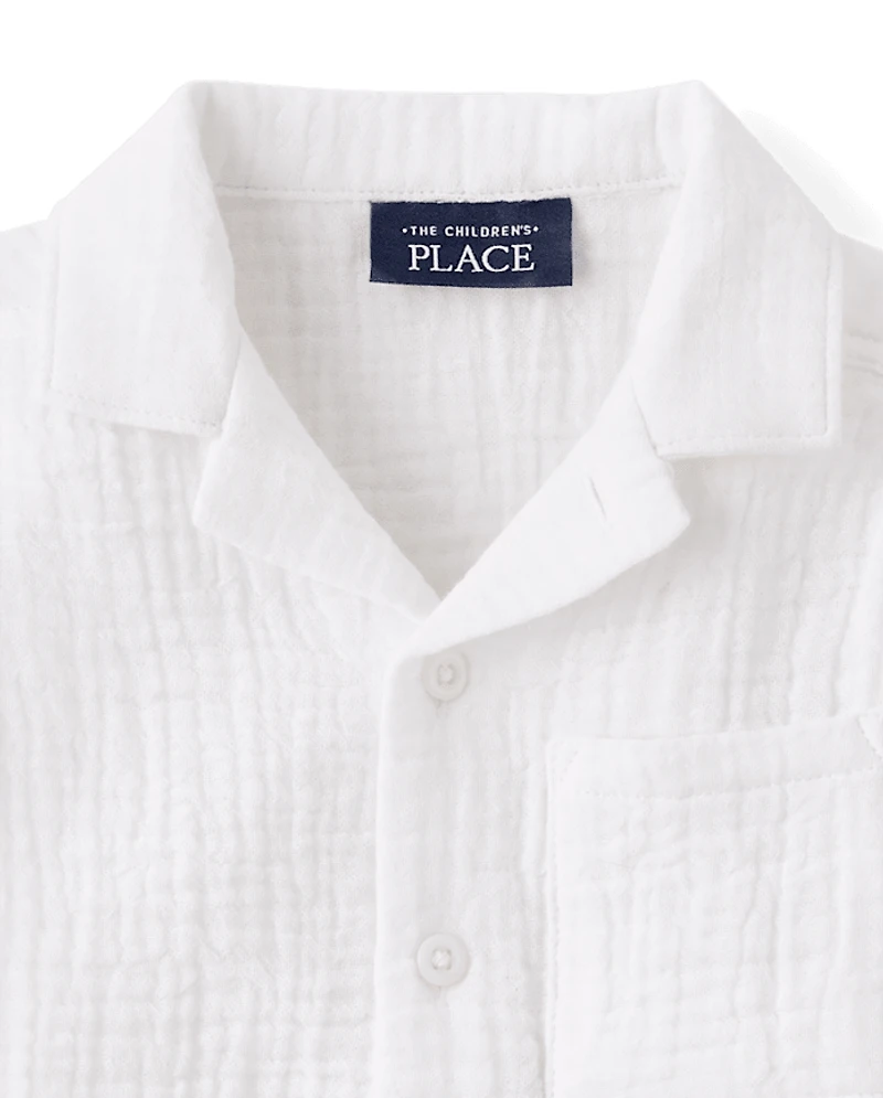 Baby And Toddler Boys Gauze Button Up Shirt