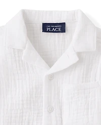 Baby And Toddler Boys Gauze Button Up Shirt
