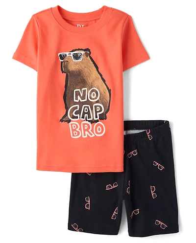 Boys Capybara Sunglasses Snug Fit Cotton Pajamas