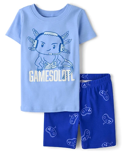 Boys Gamer Axolotl Snug Fit Cotton Pajamas
