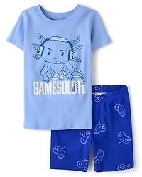 Boys Gamer Axolotl Snug Fit Cotton Pajamas
