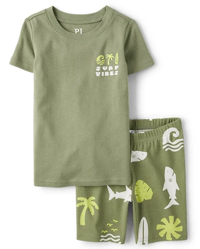 Boys Surf Vibes Snug Fit Cotton Pajamas