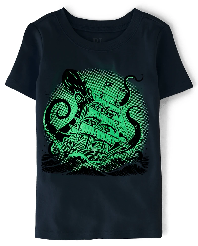 Boys Glow Octopus Snug Fit Cotton Pajamas