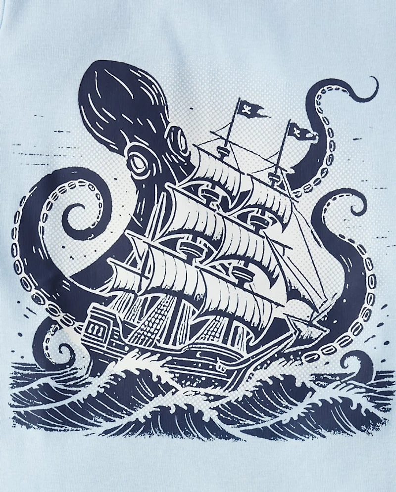 Boys Glow Octopus Snug Fit Cotton Pajamas